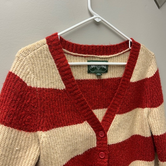 American Eagle Women’s Red & Tan Knit Cardigan - Picture 2 of 5